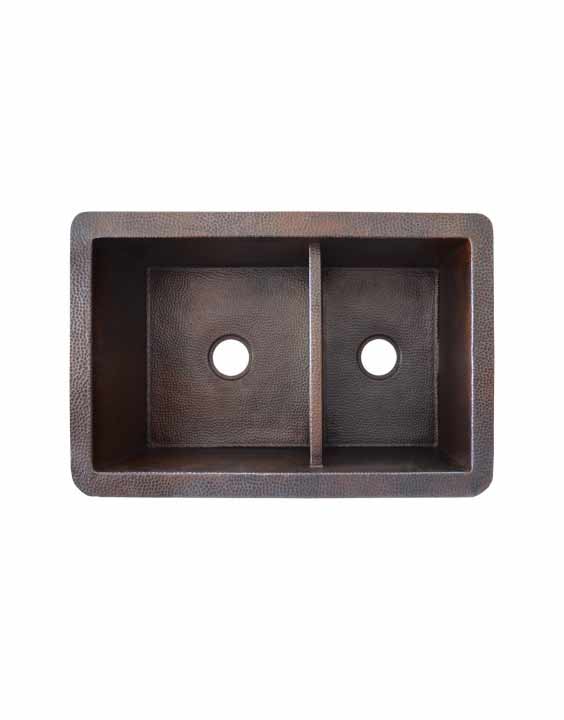 Native Trails Cocina Duet Double Bowl Hammered Copper Undermount