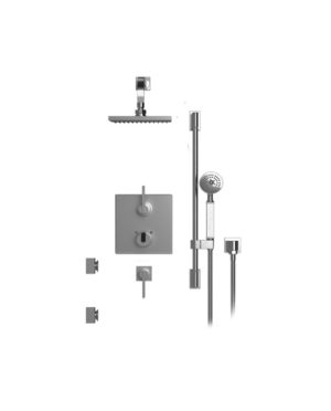 Rubinet -TEMPERATURE CONTROL SHOWER WITH TWO WAY DIVERTER & SHUT-OFF, WITH ONE SEPERATE COLUME CONTROLW ITH HAND HELD SHOWER, BAR, INTEGRAL SUPPLY, TWO BODY SPRAYS & FIXED SHOWER HEAD & ARM 8" WALL MOUNT