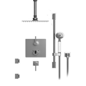 Rubinet - TEMPERATURE CONTROL SHOWER WITH TWO WAY DIVERTER & SHUT-OFF, WITH ONE SEPERATE COLUME CONTROLW ITH HAND HELD SHOWER, BAR, INTEGRAL SUPPLY, TWO BODY SPRAYS & FIXED SHOWER HEAD & ARM 8" CEILING MOUNT