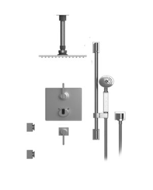 Rubinet - TEMPERATURE CONTROL SHOWER WITH TWO WAY DIVERTER & SHUT-OFF, WITH ONE SEPERATE COLUME CONTROLW ITH HAND HELD SHOWER, BAR, INTEGRAL SUPPLY, TWO BODY SPRAYS & FIXED SHOWER HEAD & ARM 8" CEILING MOUNT