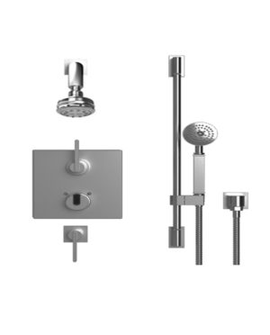 Rubinet - 40RT TEMPERATURE CONTROL SHOWER WITH TWO SEPERATE VOLUME CONTROLS, FIXED SHOWER HEAD, BAR, INTEGRAL SUPPLY, HAND HELD SHOWER, 3 FUNCTION WALL MOUNT