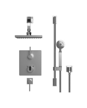 Rubinet - 41RT TEMPERATURE CONTROL SHOWER WITH TWO SEPERATE VOLUME CONTROLS, FIXED SHOWER HEAD, BAR, INTEGRAL SUPPLY, HAND HELD SHOWER, 8" WALL MOUNT