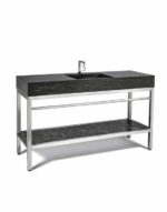 VNM-060 + LPG-061 - 60" Stone and steel bathroom vanity unit, simple