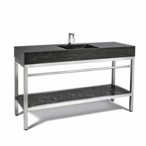 VNM-060 + LPG-061 - 60" Stone and steel bathroom vanity unit, simple