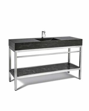 VNM-060 + LPG-061 - 60" Stone and steel bathroom vanity unit, simple