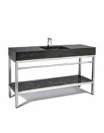 VNM-060 + LPG-061 - 60" Stone and steel bathroom vanity unit, simple