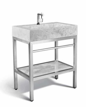 VMS-030 + LMS-030 - 30" Marble and steel bathroom vanity unit