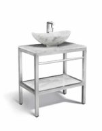 30" Ice Marble and Stainless Steel Vanity - VMS-030 + PL-ICE-TOP-30 + LMS-010