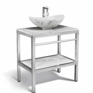 30" Ice Marble and Stainless Steel Vanity - VMS-030 + PL-ICE-TOP-30 + LMS-010