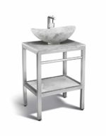 24" Ice Marble and Stainless Steel Vanity - VMS-024 + PL-ICE-TOP-24 + LMS-010