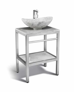 24" Ice Marble and Stainless Steel Vanity - VMS-024 + PL-ICE-TOP-24 + LMS-010