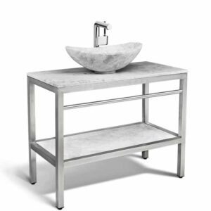 39" Ice Marble and Stainless Steel Vanity - VMS-039 + PL-ICE-TOP-39 + LMS-010