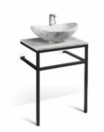 24" Ice Marble and Black Steel Vanity - VBT-024 + PL-ICE-TOP-24 + LMS-010