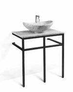 30" Ice Marble and Black Steel Vanity - VBT-030 + PL-ICE-TOP-30 + LMS-010