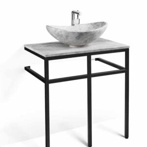 30" Ice Marble and Black Steel Vanity - VBT-030 + PL-ICE-TOP-30 + LMS-010