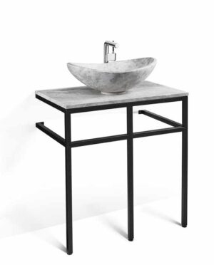 30" Ice Marble and Black Steel Vanity - VBT-030 + PL-ICE-TOP-30 + LMS-010