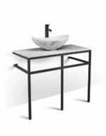 39" Ice Marble and Black Steel Vanity - VBT-039 + PL-ICE-TOP-39 + LMS-010