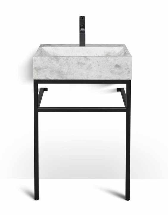 Unik Vanity Unik Stone 24 Marble and black steel bathroom vanity 