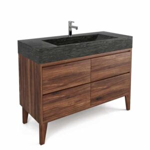 VNG48-WAW - 48" stone and walnut hardwood bathroom vanity unit