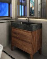 VNG48-WAW - 48" stone and walnut hardwood bathroom vanity unit
