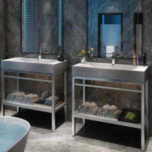 VMS-039 + LMS-039 - 39" Marble and steel bathroom vanity unit