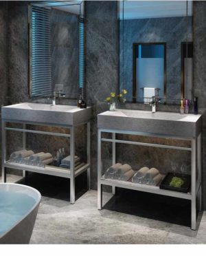 VMS-039 + LMS-039 - 39" Marble and steel bathroom vanity unit