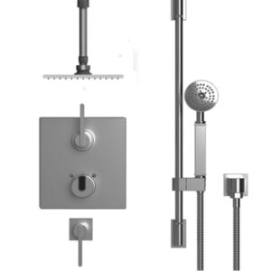 Rubinet - TEMPERATURE CONTROL SHOWER WITH TWO SEPERATE VOLUME CONTROLS, FIXED SHOWER HEAD, BAR, INTEGRAL SUPPLY, HAND HELD SHOWER, 8" CEILING MOUNT