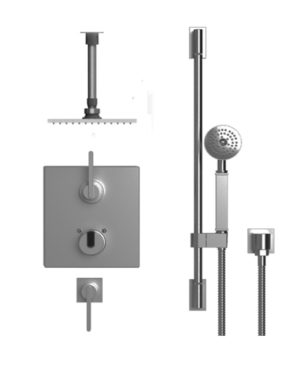 Rubinet - TEMPERATURE CONTROL SHOWER WITH TWO SEPERATE VOLUME CONTROLS, FIXED SHOWER HEAD, BAR, INTEGRAL SUPPLY, HAND HELD SHOWER, 8" CEILING MOUNT