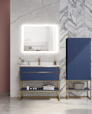 BAGNO ITALIA GENEVA 30"/36" X 22" VANITY WITH OPEN SHELF & QUARTZ COUNTERTOP