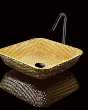 BAGNO ITALIA CORALLO 16" SQUARE CRYSTAL VESSEL SINK OVER COUNTER/UNDER MOUNT