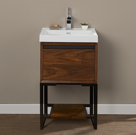 m4 21×18″ Open Shelf Vanity – Natural Walnut