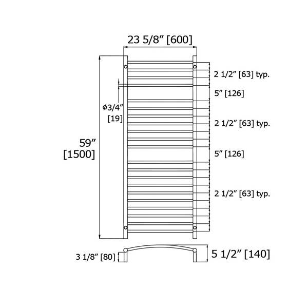 Laloo 21 Bar Towel Warmer ETW15 PS - Image 2