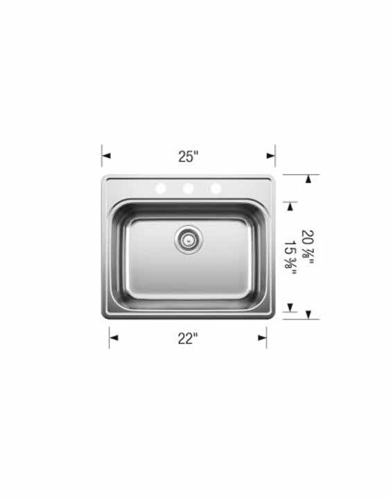 BLANCO ESSENTIAL 1 (3 Hole) Stainless Steel sink - Image 2