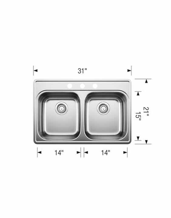 BLANCO ESSENTIAL 2 (3 Hole) Stainless Steel sink - Image 2