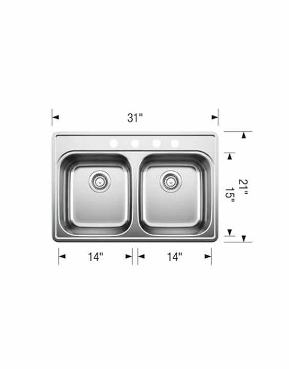 BLANCO ESSENTIAL 2 (4 Hole) Stainless Steel sink - Image 2