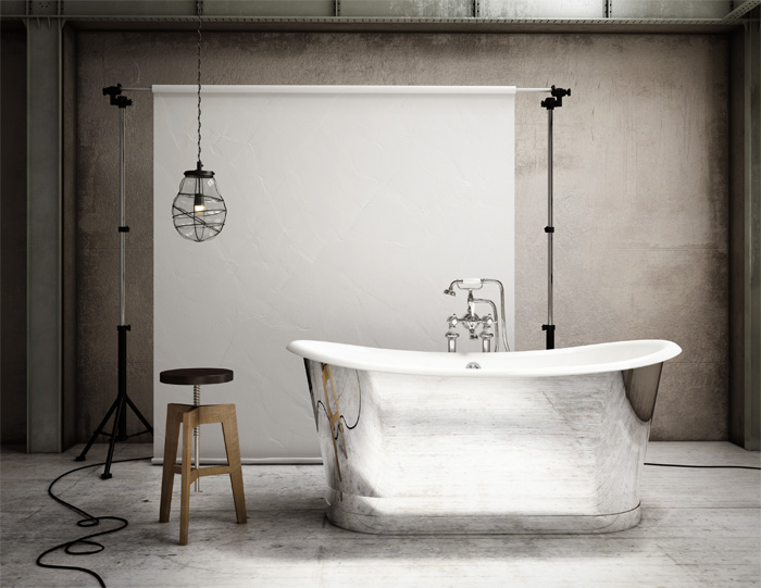 SLIK ARA 67" X 31" X 29" ENAMELED CAST IRON WITH MIRROR SKIRT FREESTANDING BATHTUB