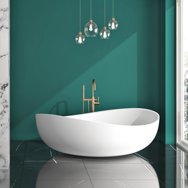 SLIK EVOQUE 71"X 43" X 24" SOLID SURFACE FREESTANDING BATHTUB