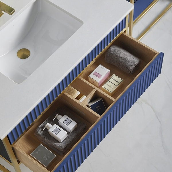 BAGNO ITALIA GENEVA 30"/36" X 22" VANITY WITH OPEN SHELF & QUARTZ COUNTERTOP - Image 2