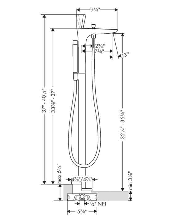 Hansgrohe PuraVida Freestanding Tub Filler Trim, 2.0 GPM - Image 2
