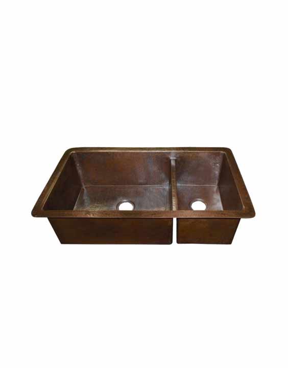 Native Trails - Cocina Duet Pro Double-bowl hammered copper undermount kitchen sink - Image 3