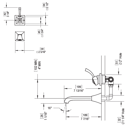 Rubinet - 1JICL WALL MOUNT SINGLE CONTROL LAV (LESS DRAIN) - Image 2