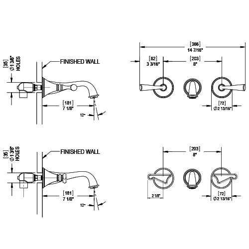 Rubinet - 1GJSL WALL MOUNT LAV SET (LESS DRAIN) - Image 2