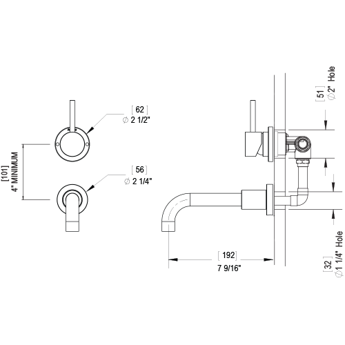 Rubinet - 1JGNL WALL MOUNT SINGLE CONTROL LAV (LESS DRAIN) - Image 2
