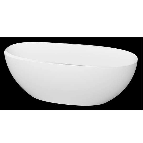 SLIK SENSE 63" X 27" X 21" FREESTANDING MATTE WHITE SOLID SURFACE BATHTUB - Image 2