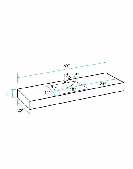 Unik Stone VNM-060 + LPG-061 - 60" Stone and steel bathroom vanity unit, simple - Image 3