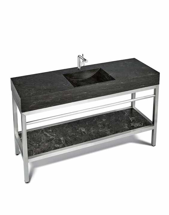 Unik Stone VNM-060 + LPG-061 - 60" Stone and steel bathroom vanity unit, simple - Image 4